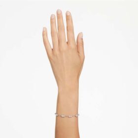 Bracelet Mesmera, tailles variées, motif dispersé, blanc, plaqué rhodium