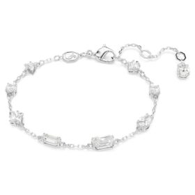 Bracelet Mesmera, tailles variées, motif dispersé, blanc, plaqué rhodium