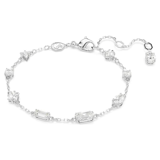 Bracelet Mesmera, tailles variées, motif dispersé, blanc, plaqué rhodium Bracelet Mesmera, tailles variées, motif dispersé, blanc, plaqué rhodium