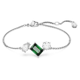 Bracelet Mesmera à tailles variées, vert, plaqué rhodium
