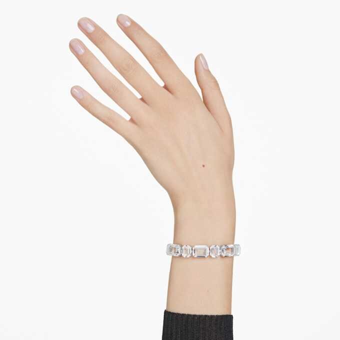 Bracelet Millenia à facettes octogonales, blanc, plaqué rhodium Bracelet Millenia à facettes octogonales, blanc, plaqué rhodium