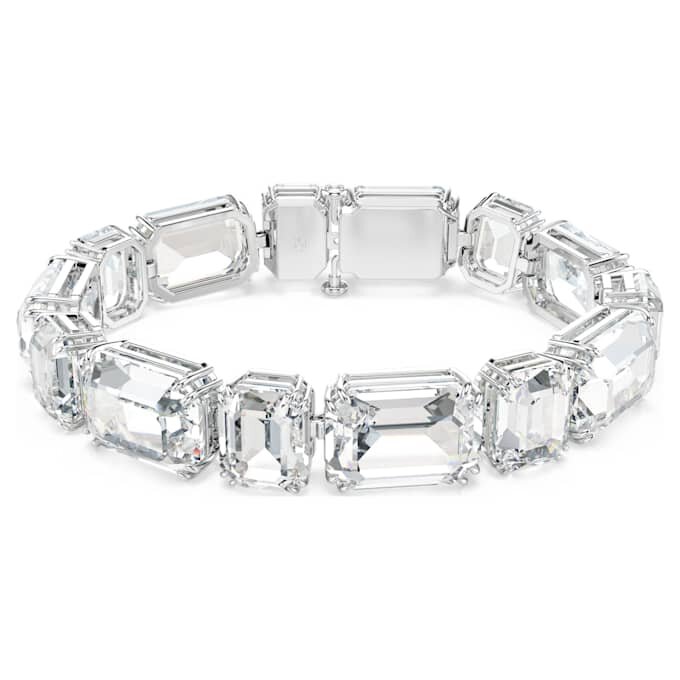 Bracelet Millenia à facettes octogonales, blanc, plaqué rhodium Bracelet Millenia à facettes octogonales, blanc, plaqué rhodium
