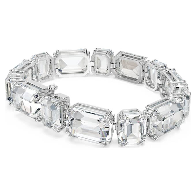 Bracelet Millenia à facettes octogonales, blanc, plaqué rhodium Bracelet Millenia à facettes octogonales, blanc, plaqué rhodium