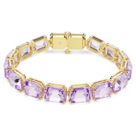 Bracelet Millenia à facettes octogonales, violet, plaqué or