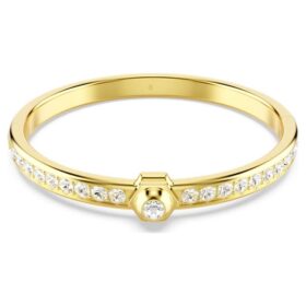 Bracelet Numina à facettes rondes, blanc, plaqué or