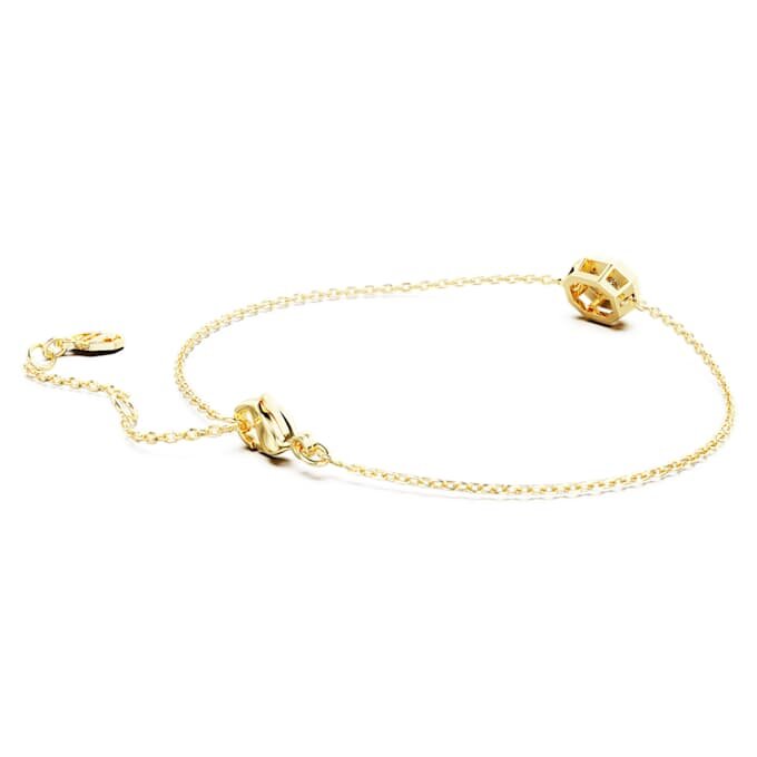Bracelet octogonal avec diamants synthétiques (0,5 ct au total), forme octogonale, or jaune 14 carats Bracelet octogonal avec diamants synthétiques (0,5 ct au total), forme octogonale, or jaune 14 carats