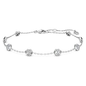 Bracelet octogonal avec diamants synthétiques de 0,8 ct au total, forme ronde, argent sterling