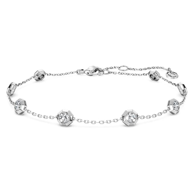 Bracelet octogonal avec diamants synthétiques de 0,8 ct au total, forme ronde, argent sterling Bracelet octogonal avec diamants synthétiques de 0,8 ct au total, forme ronde, argent sterling