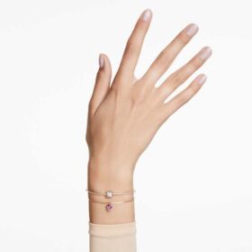 Bracelet rigide Chroma en forme de cœur, rouge, plaqué or