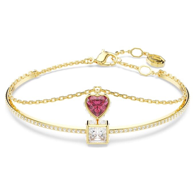 Bracelet rigide Chroma en forme de cœur, rouge, plaqué or Bracelet rigide Chroma en forme de cœur, rouge, plaqué or