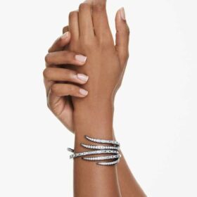 Bracelet rigide « Feather » de la collection « The Vienna Collection », blanc, plaqué ruthénium
