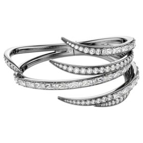 Bracelet rigide « Feather » de la collection « The Vienna Collection », blanc, plaqué ruthénium