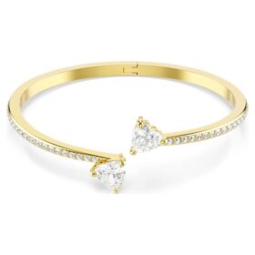 Bracelet rigide Mesmera « Cœur », blanc, plaqué or