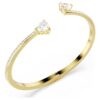 Bracelet rigide Mesmera « Cœur », blanc, plaqué or