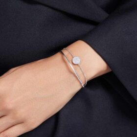 Bracelet rigide Sublima blanc, plaqué rhodium