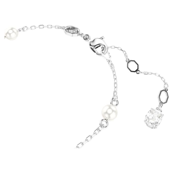 Bracelet Serpent avec perle en cristal, tailles variées, Année du Serpent, blanc, plaqué rhodium Bracelet Serpent avec perle en cristal, tailles variées, Année du Serpent, blanc, plaqué rhodium