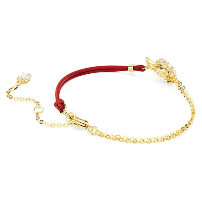 Bracelet « Serpent » avec perles de cristal, tailles variées, Année du Serpent, rouge, plaqué or Bracelet « Serpent » avec perles de cristal, tailles variées, Année du Serpent, rouge, plaqué or