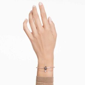 Bracelet Swan, noir, plaqué or rose