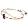 Bracelet Swan, noir, plaqué or rose