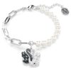 Bracelet « Swan » perles de cristal, cygne, noir, finition métaux mélangés