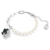 Bracelet « Swan » perles de cristal, cygne, noir, finition métaux mélangés