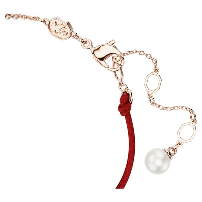 Bracelet Symbolica avec perle en cristal, pavé, fer à cheval, blanc, plaqué or rose Bracelet Symbolica avec perle en cristal, pavé, fer à cheval, blanc, plaqué or rose