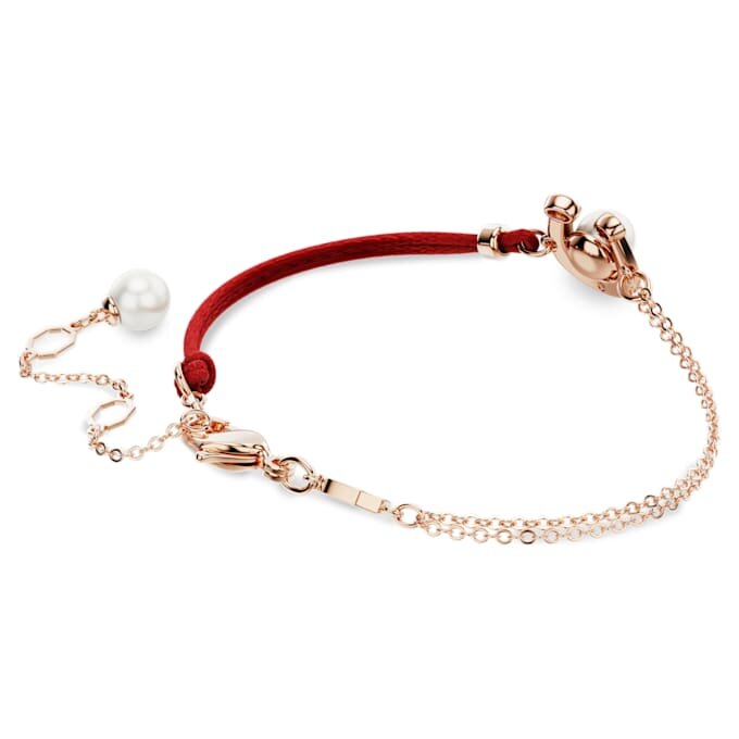 Bracelet Symbolica avec perle en cristal, pavé, fer à cheval, blanc, plaqué or rose Bracelet Symbolica avec perle en cristal, pavé, fer à cheval, blanc, plaqué or rose