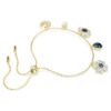 Bracelet Symbolica avec perle en cristal, trèfle, œil maléfique et fer à cheval, bleu, plaqué or Bracelet Symbolica avec perle en cristal, trèfle, œil maléfique et fer à cheval, bleu, plaqué or