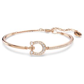 Bracelet Symbolica Pavé, fer à cheval, blanc, plaqué or rose