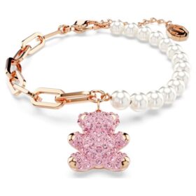 Bracelet Teddy Crystal Pearl, ours, rose, plaqué or rose
