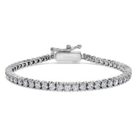 Bracelet tennis « Eternity » avec diamants synthétiques, 3 carats au total, forme ronde, or blanc 14 carats Bracelet tennis « Eternity » avec diamants synthétiques, 3 carats au total, forme ronde, or blanc 14 carats