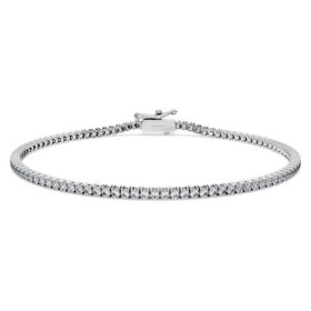 Bracelet tennis « Eternity » en diamants synthétiques, 1,5 ct au total, forme ronde, or blanc 14 carats Bracelet tennis « Eternity » en diamants synthétiques, 1,5 ct au total, forme ronde, or blanc 14 carats