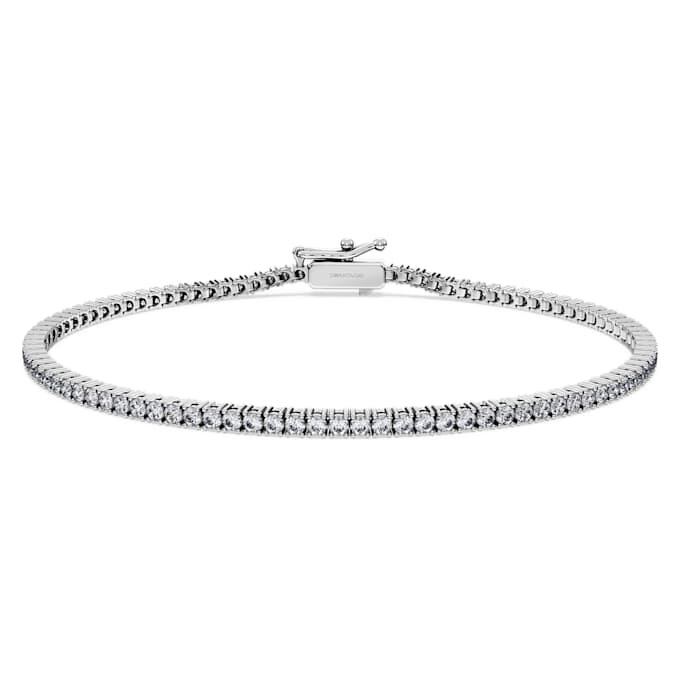 Bracelet tennis « Eternity » en diamants synthétiques, 1,5 ct au total, forme ronde, or blanc 14 carats Bracelet tennis « Eternity » en diamants synthétiques, 1,5 ct au total, forme ronde, or blanc 14 carats