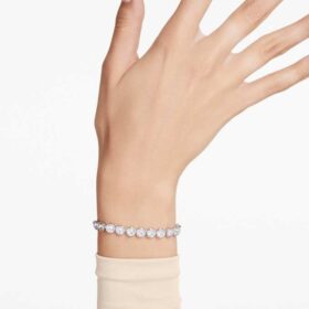Bracelet tennis Imber, taille ronde, blanc, plaqué rhodium Bracelet tennis Imber, taille ronde, blanc, plaqué rhodium