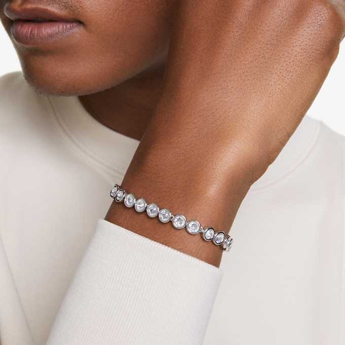 Bracelet tennis Imber, taille ronde, blanc, plaqué rhodium Bracelet tennis Imber, taille ronde, blanc, plaqué rhodium