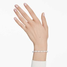 Bracelet tennis Matrix Crystal Pearl, taille ronde, blanc, plaqué rhodium Bracelet tennis Matrix Crystal Pearl, taille ronde, blanc, plaqué rhodium