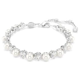 Bracelet tennis Matrix Crystal Pearl, taille ronde, blanc, plaqué rhodium Bracelet tennis Matrix Crystal Pearl, taille ronde, blanc, plaqué rhodium