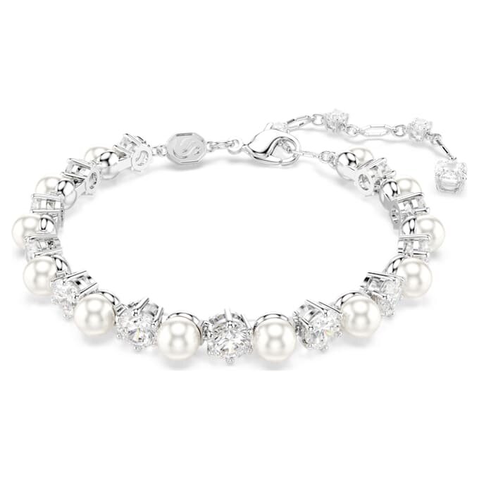 Bracelet tennis Matrix Crystal Pearl, taille ronde, blanc, plaqué rhodium Bracelet tennis Matrix Crystal Pearl, taille ronde, blanc, plaqué rhodium