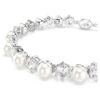 Bracelet tennis Matrix Crystal Pearl, taille ronde, blanc, plaqué rhodium Bracelet tennis Matrix Crystal Pearl, taille ronde, blanc, plaqué rhodium