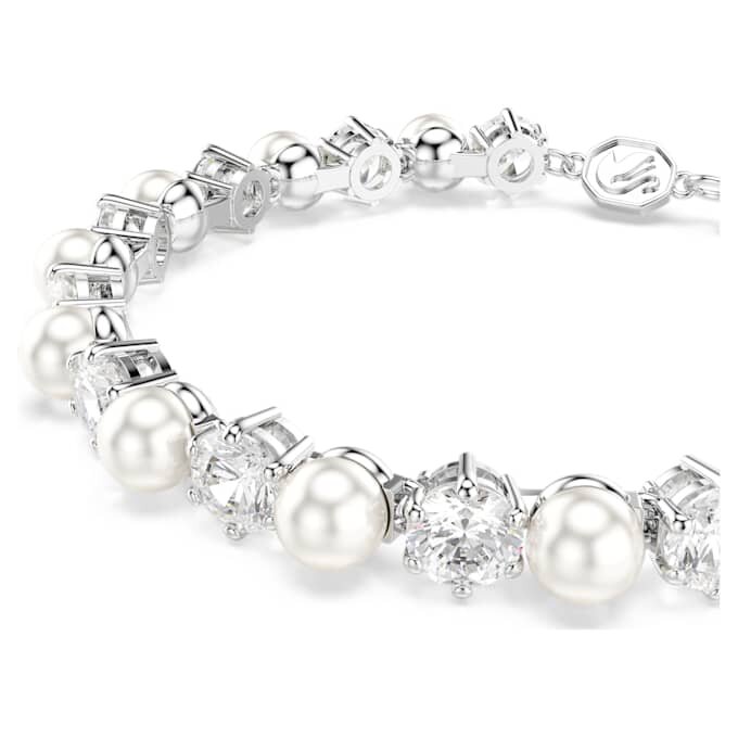 Bracelet tennis Matrix Crystal Pearl, taille ronde, blanc, plaqué rhodium Bracelet tennis Matrix Crystal Pearl, taille ronde, blanc, plaqué rhodium
