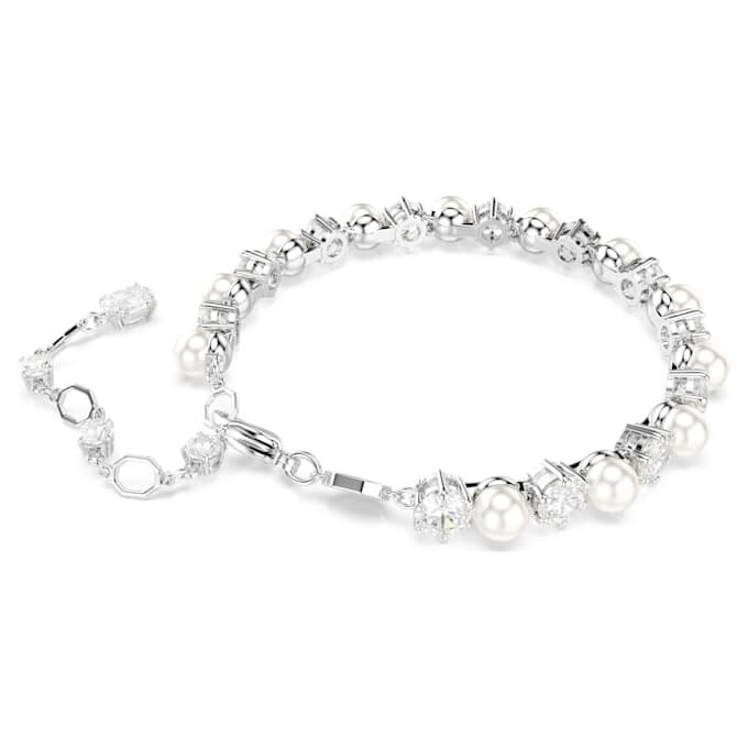 Bracelet tennis Matrix Crystal Pearl, taille ronde, blanc, plaqué rhodium Bracelet tennis Matrix Crystal Pearl, taille ronde, blanc, plaqué rhodium