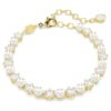 Bracelet Tennis Matrix Perle de cristal, taille ronde, blanc, plaqué or Bracelet Tennis Matrix Perle de cristal, taille ronde, blanc, plaqué or