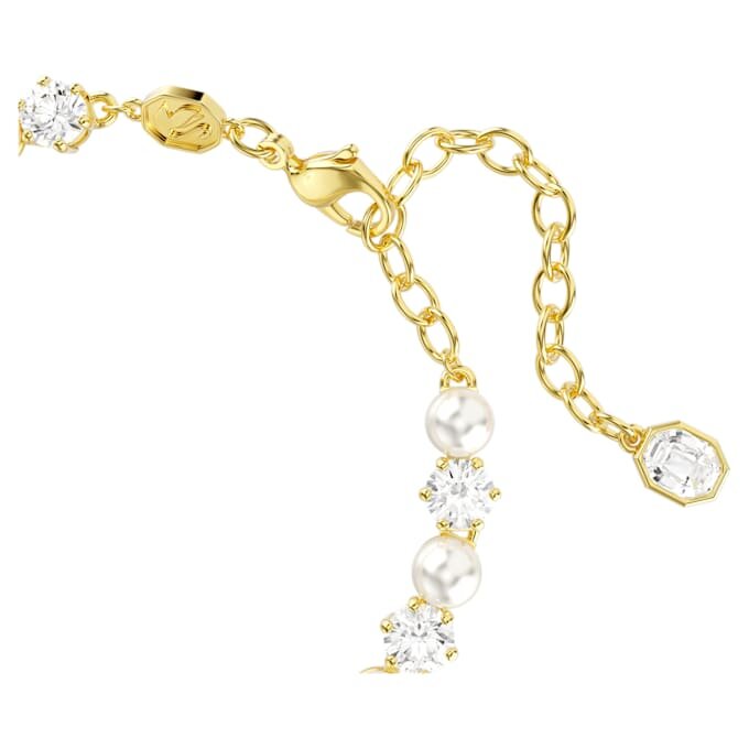 Bracelet Tennis Matrix Perle de cristal, taille ronde, blanc, plaqué or Bracelet Tennis Matrix Perle de cristal, taille ronde, blanc, plaqué or