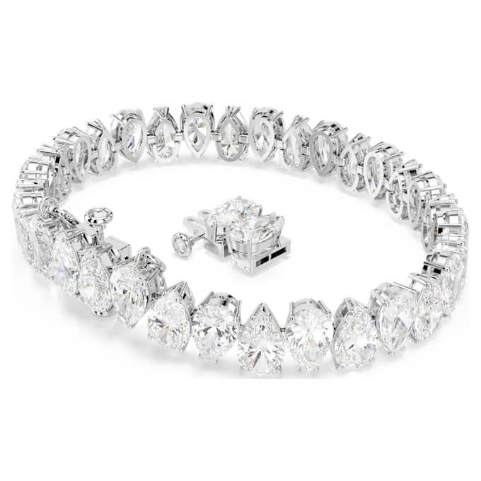 Bracelet tennis Matrix, taille poire, blanc, plaqué rhodium Bracelet tennis Matrix, taille poire, blanc, plaqué rhodium