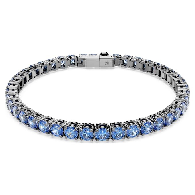 Bracelet tennis Matrix, taille ronde, bleu, plaqué ruthénium Bracelet tennis Matrix, taille ronde, bleu, plaqué ruthénium