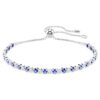 Bracelet tennis Matrix, tailles rondes mélangées, bleu, plaqué rhodium