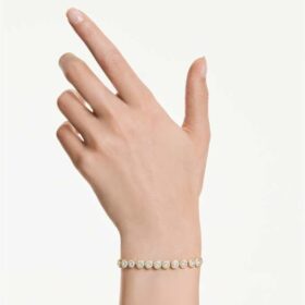 Bracelet Una Angelic, taille ronde, blanc, plaqué or