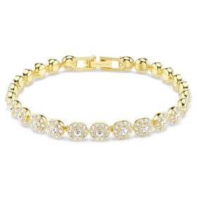Bracelet Una Angelic, taille ronde, blanc, plaqué or