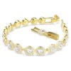 Bracelet Una Angelic, taille ronde, pavé, taille moyenne, blanc, plaqué or