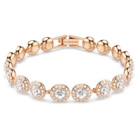 Bracelet Una Angelic, taille ronde, pavé, taille moyenne, blanc, plaqué or rose